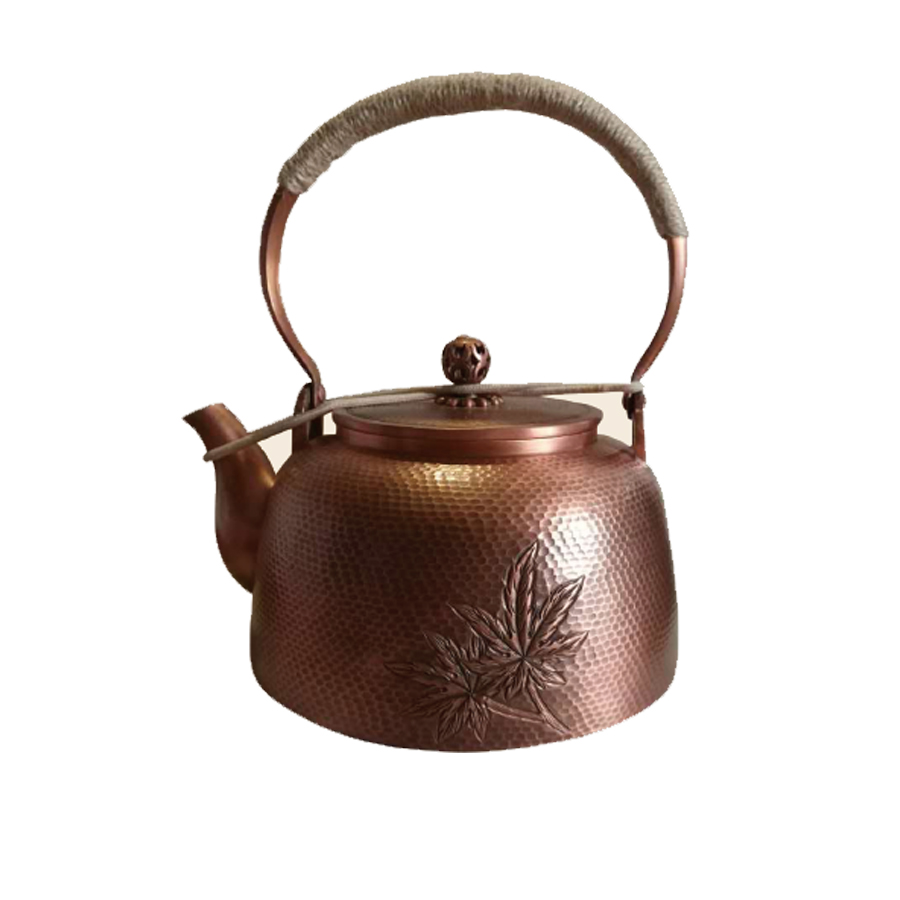 紫铜锻錾枫叶茶壶