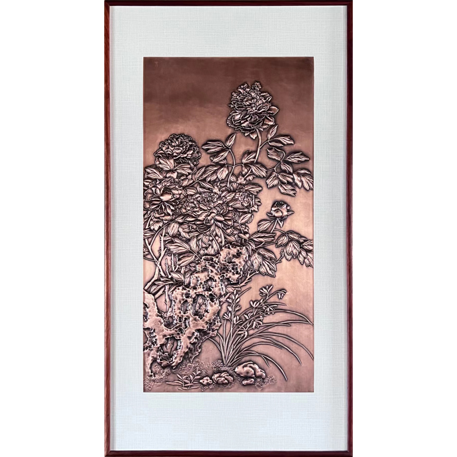 《国色天香》紫铜壁画