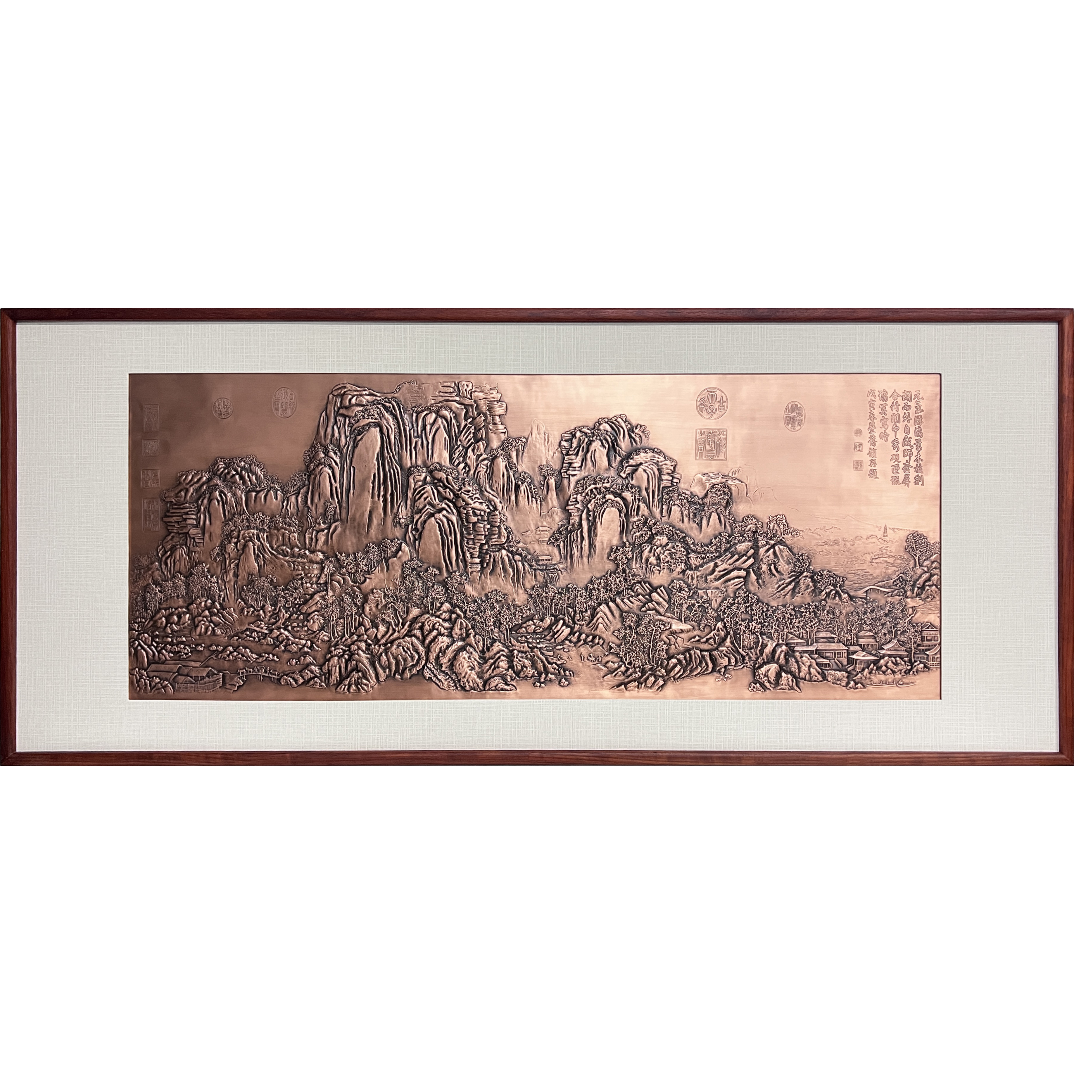 《茂林远岫图》紫铜壁画